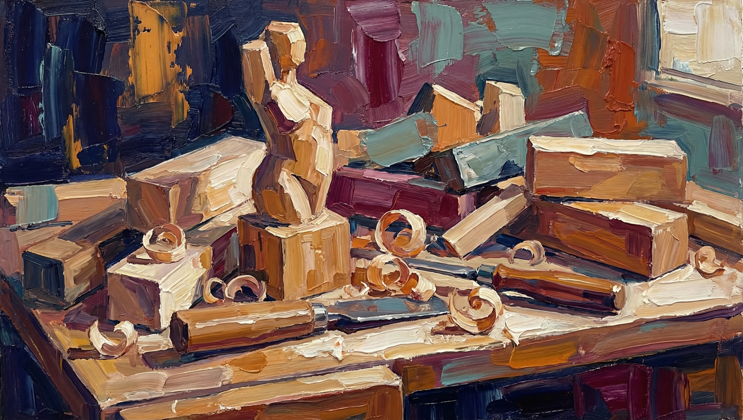 A workbench with tools and a half-finished project